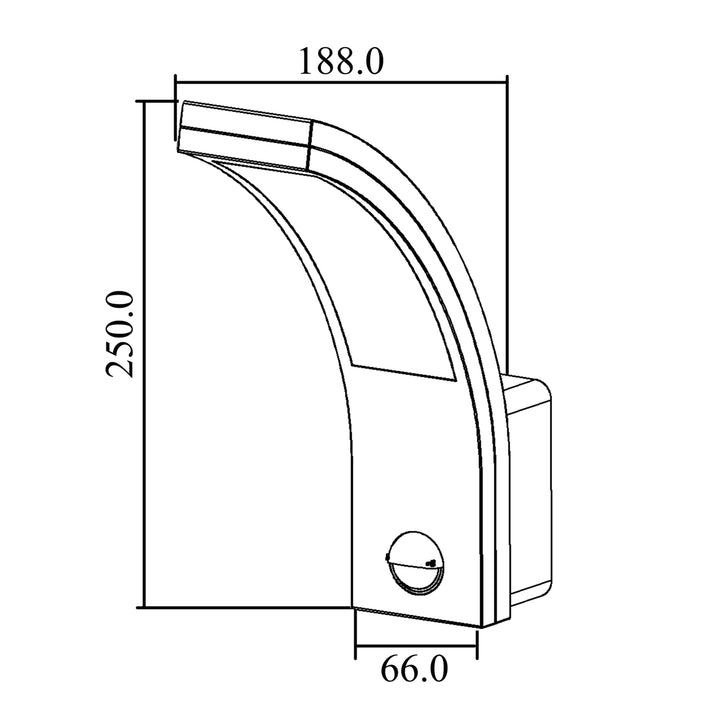 LED lamp met zwarte PIR bewegingsmelder 10W IP54 750lm neutraal wit (4000K) Maclean MCE244 B