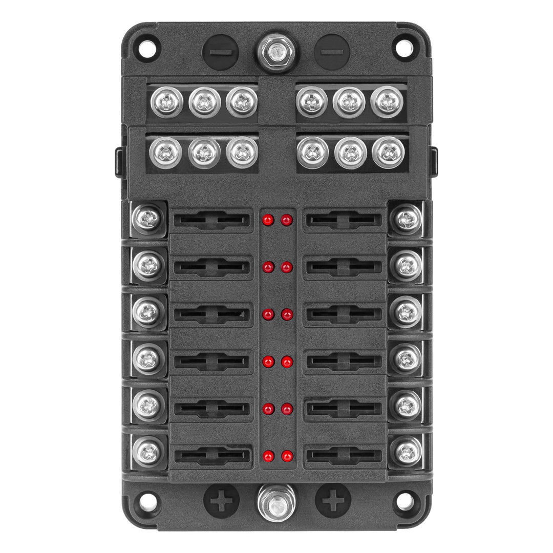Boîte à fusibles FB-12 avec rail négatif et LED