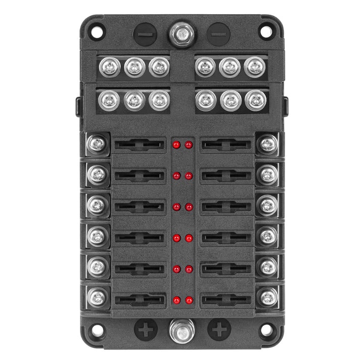 Boîte à fusibles FB-12 avec rail négatif et LED