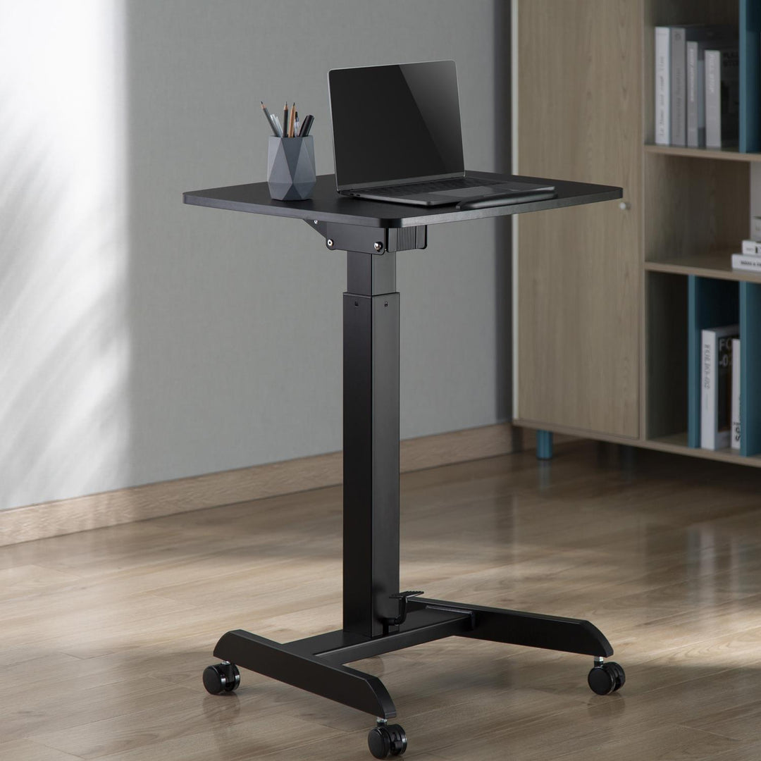 In hoogte verstelbare laptoptafel met wielen Zit-sta bureau In hoogte verstelbaar tot max. 113cm Kantelbaar 30 graden Zwart