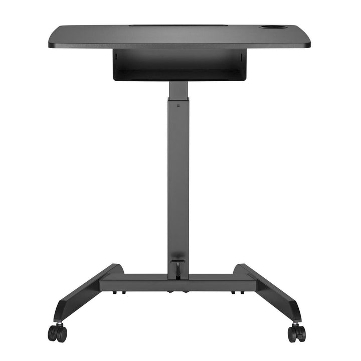 In hoogte verstelbare laptoptafel met zwenkwielen en één lade Zit-sta bureau In hoogte verstelbaar tot maximaal 113 cm. 8 kg (zwart)