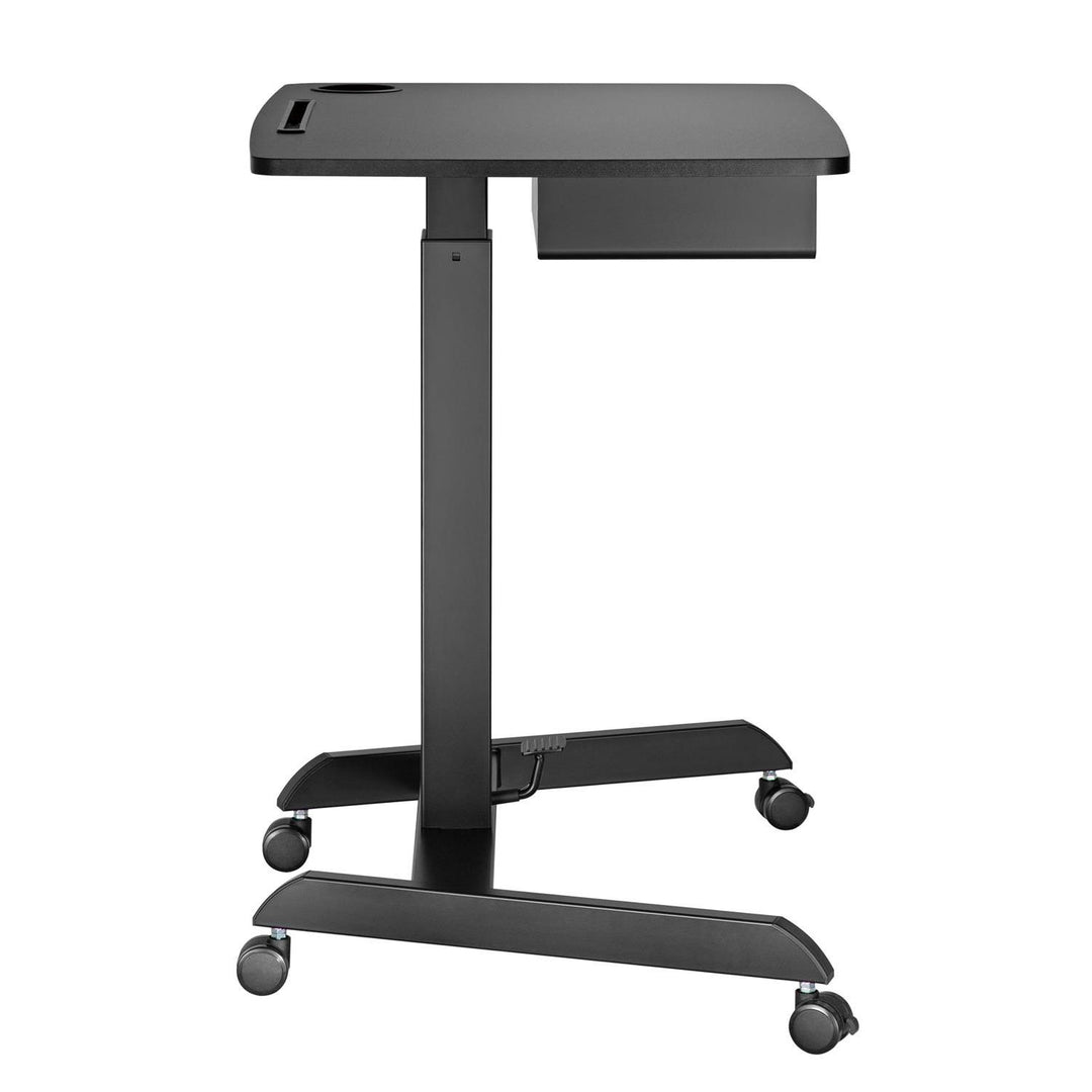 In hoogte verstelbare laptoptafel met zwenkwielen en één lade Zit-sta bureau In hoogte verstelbaar tot maximaal 113 cm. 8 kg (zwart)