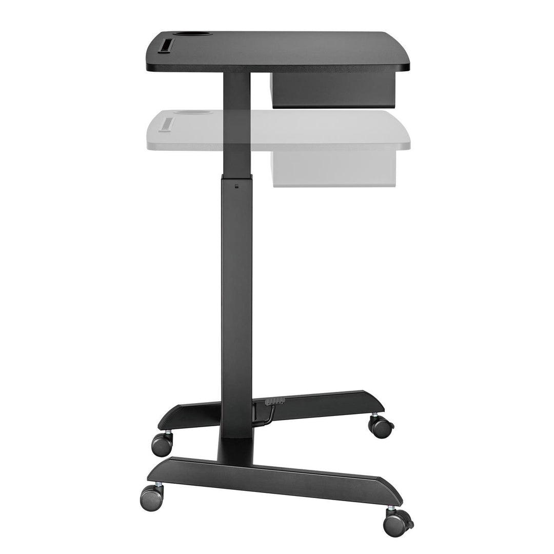 Table d'ordinateur portable à hauteur réglable avec roulettes et un tiroir Bureau assis-debout Réglable en hauteur jusqu'à 113cm max. 8kg (Noir)