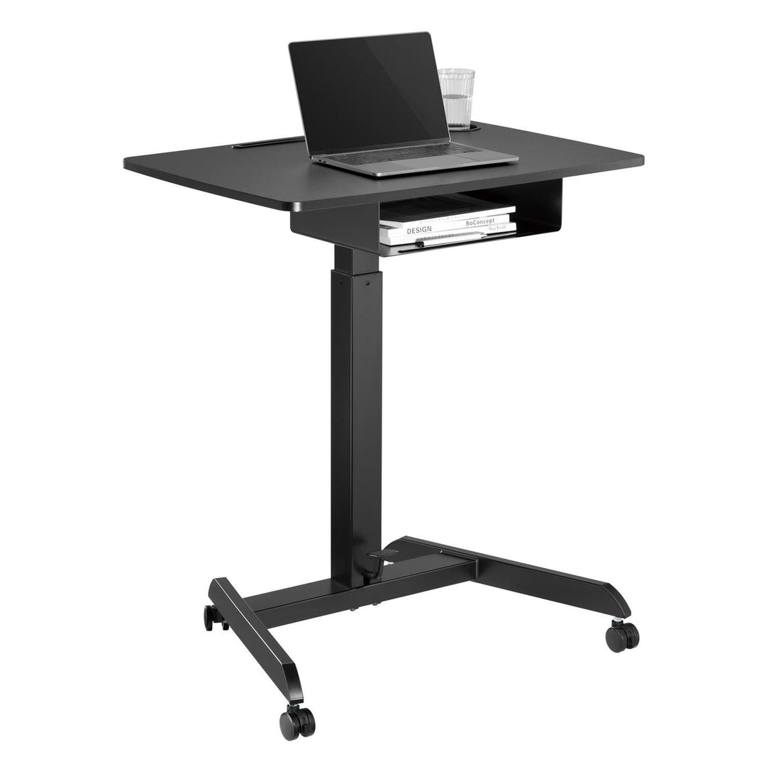 Table d'ordinateur portable à hauteur réglable avec roulettes et un tiroir Bureau assis-debout Réglable en hauteur jusqu'à 113cm max. 8kg (Noir)