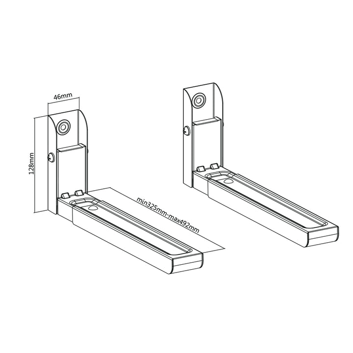 Support universel pour micro-ondes Maclean avec bras télescopiques jusqu'à 30kg blanc