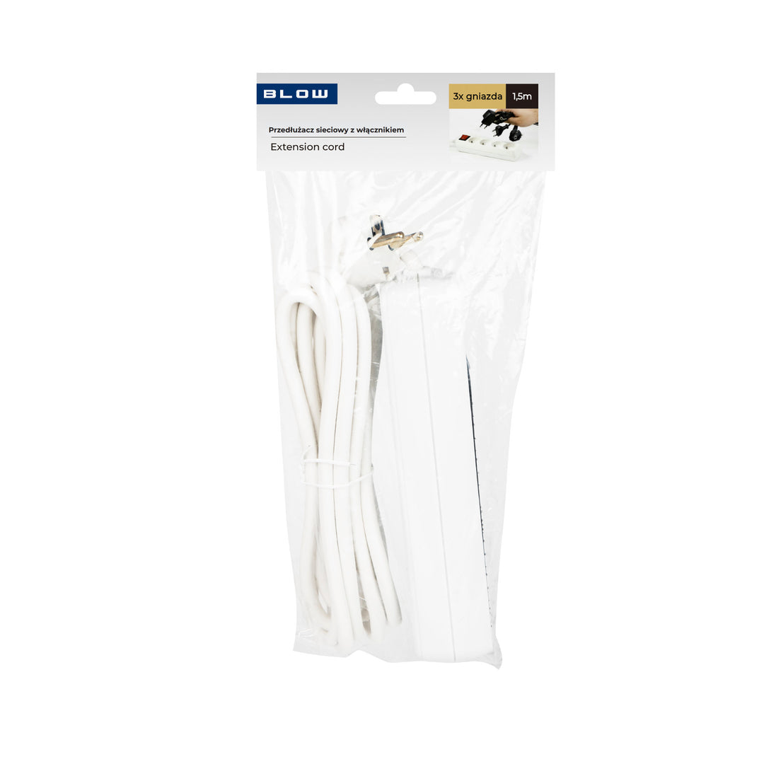 Rallonge 3 prises avec interrupteur 1.5m blanc PR-370wsp 3x1.5mm Blow
