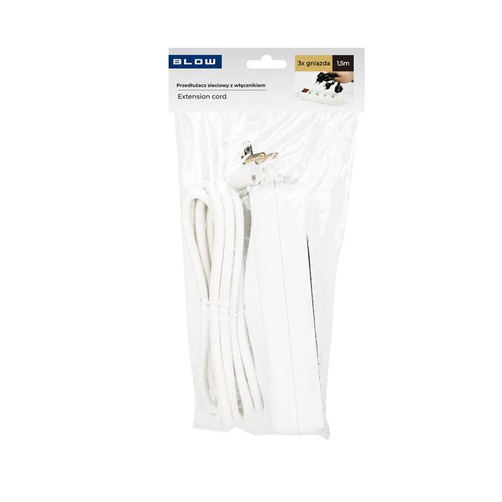 Rallonge 3 prises avec interrupteur 1.5m blanc PR-370wsp 3x1.5mm Blow