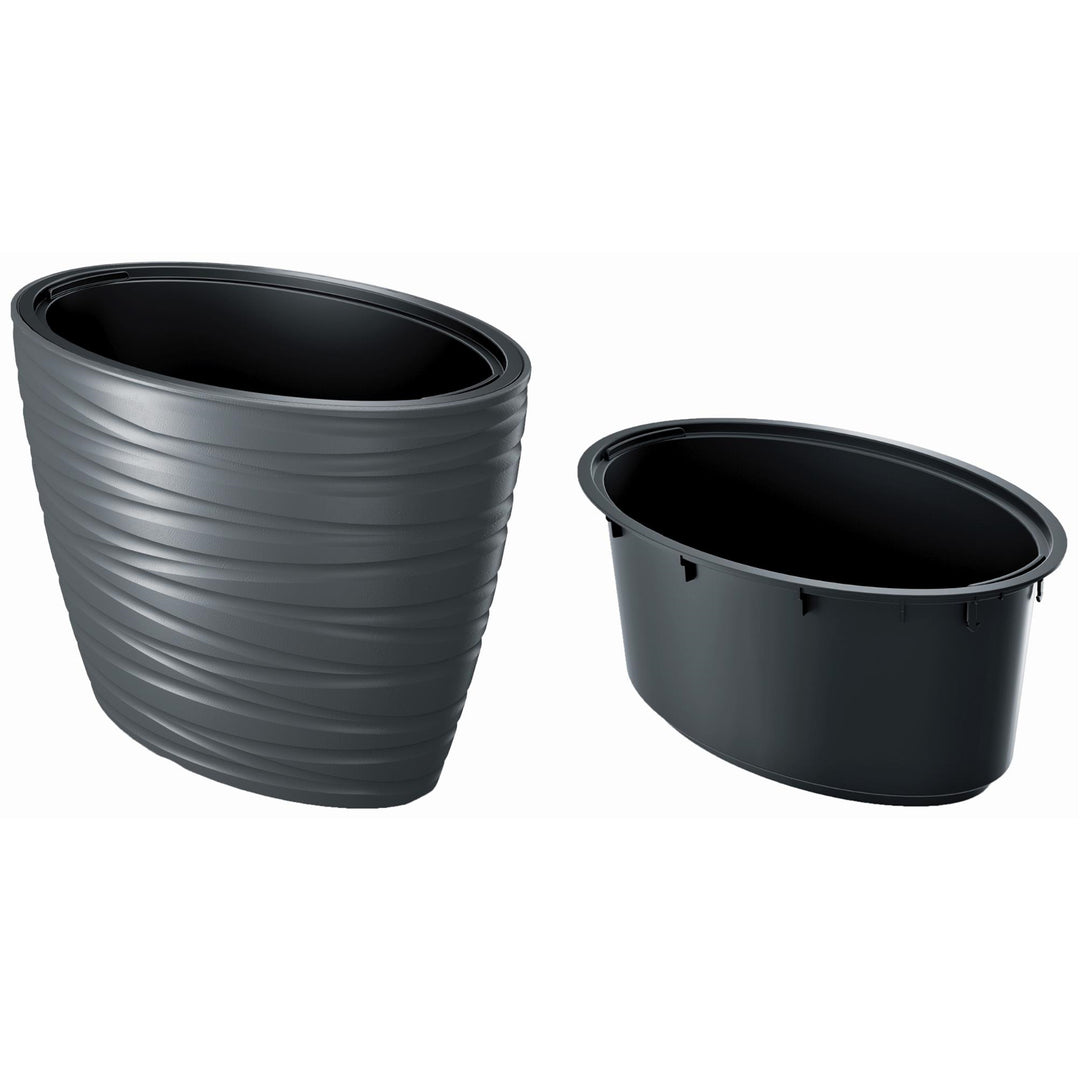 Pot de fleurs 56L avec insert Maze 2en1 ovale anthracite