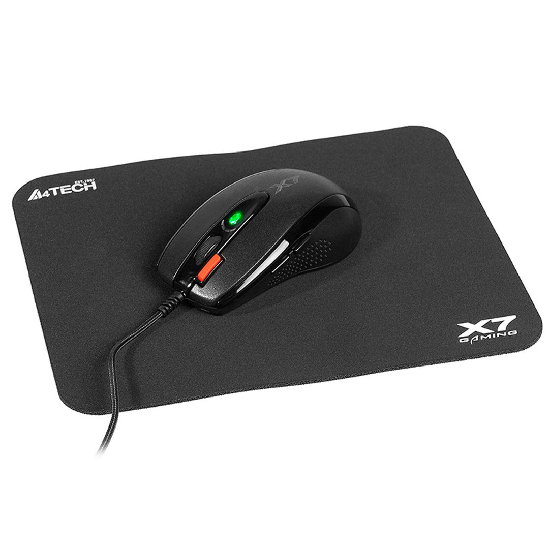 A4Tech muis + muismat, 7 knoppen, optische sensor, USB, X-Game X-7120