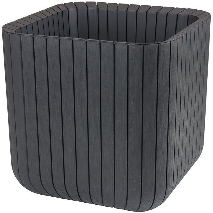 Pot de fleurs Planter M Anthracite Keter Cube Wood  21,5 litres