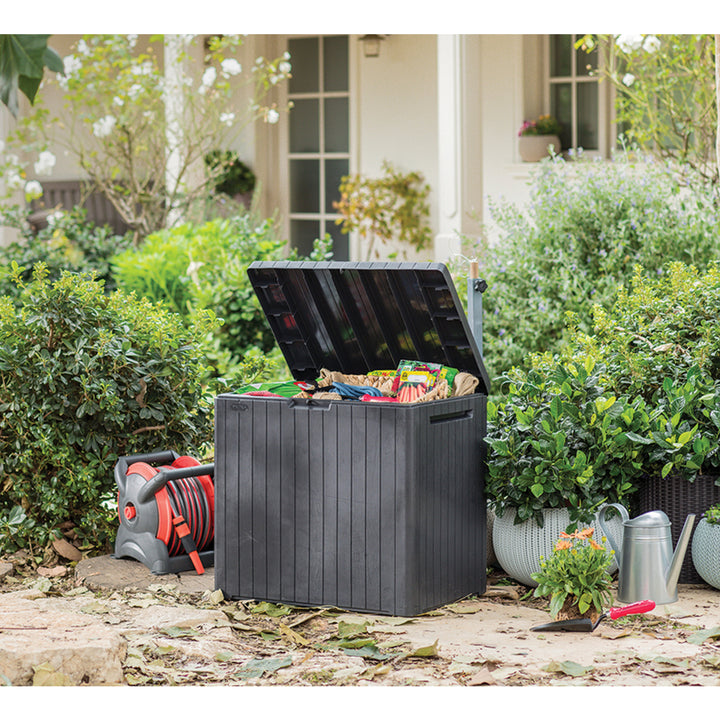 Coffre de jardin Boîte de rangement 113 L City Storage Box marron