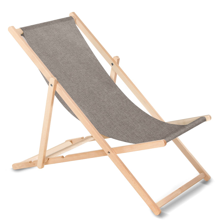 Chaise longue de jardin Transat en bois GB183M Gris melange