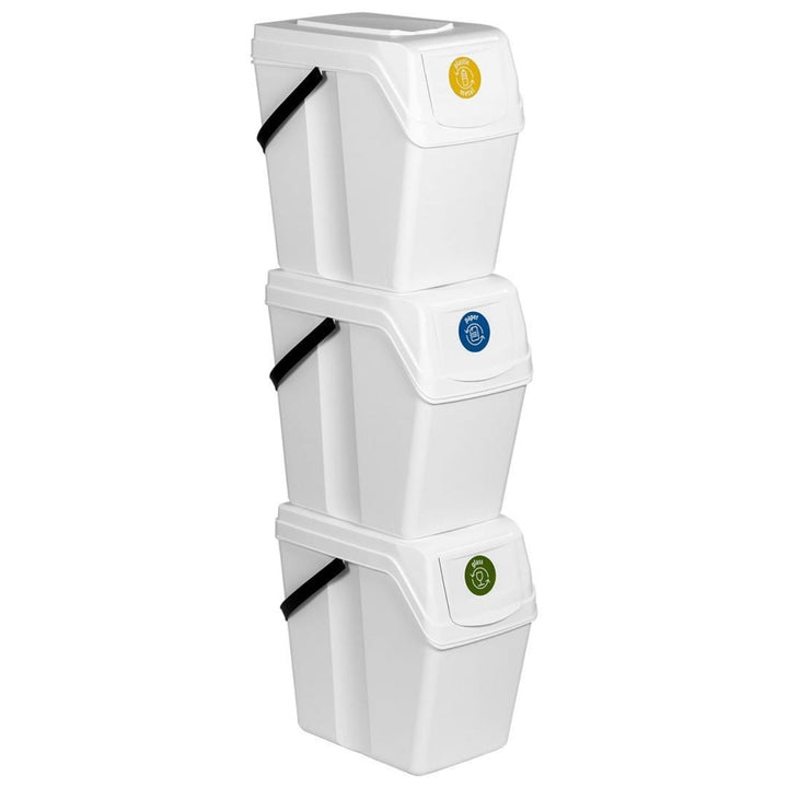 Ensemble Poubelles Tri des dechets 3x25L blanc Sortibox Prosperplast ISWB25S3