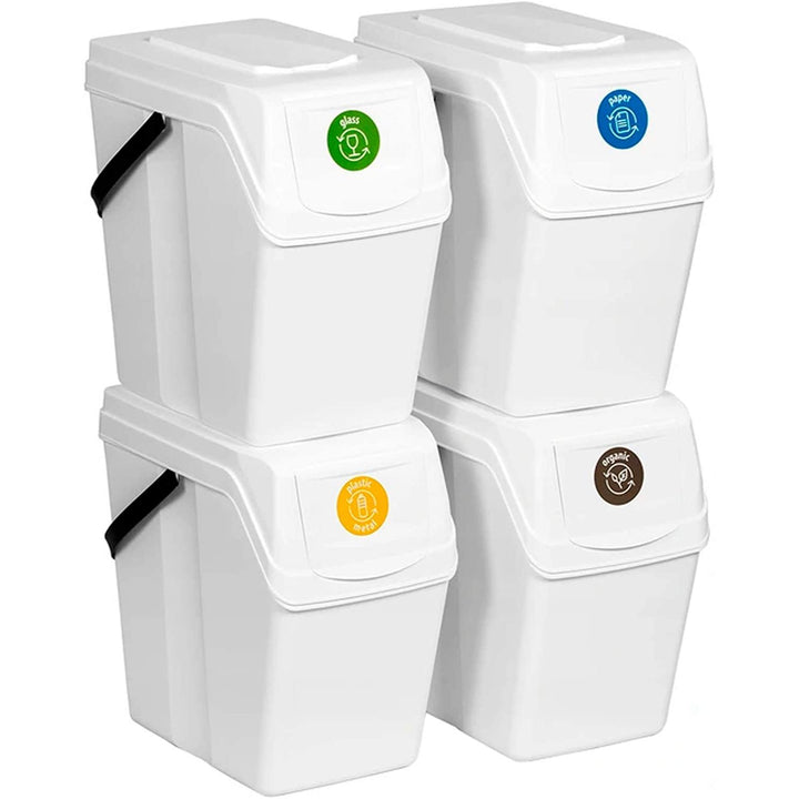 Ensemble Poubelles plastique blanc 4x25L Sortibox Prosperplast ISWB25S4-S449