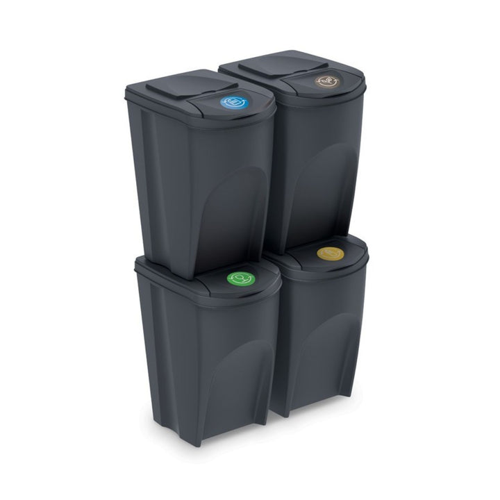 Ensemble Poubelle Tri des dechets Sortibox anthracite 4x35L