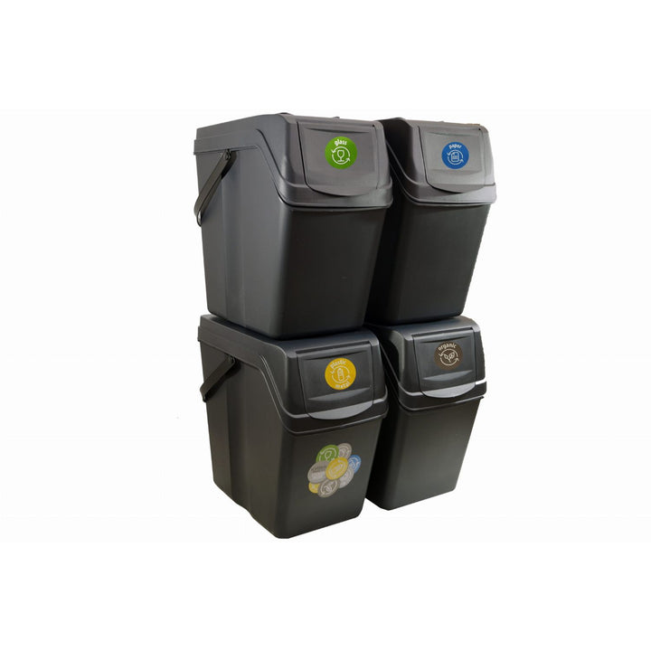 Ensemble de poubelle anthracite 4x25L Sortibox Prosperplast ISWB25S4-S433