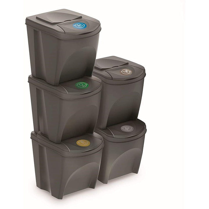 Ensemble Poubelles de tri 5x25 L gris IKWB25S5 Sortibox
