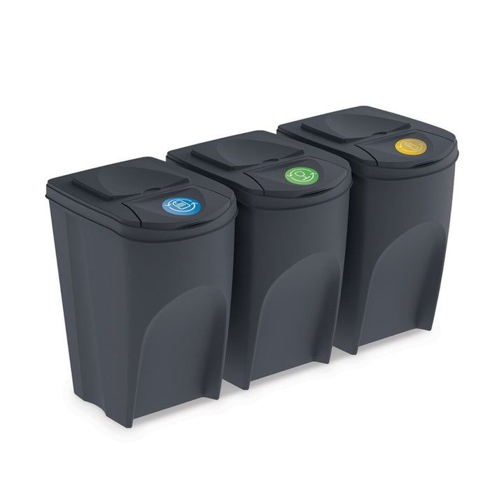 Ensemble de poubelles Tri des dechets Sortibox anthracite 3x35L
