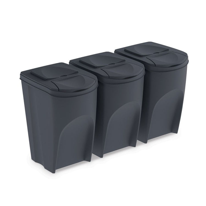 Ensemble de poubelles Tri des dechets Sortibox anthracite 3x35L