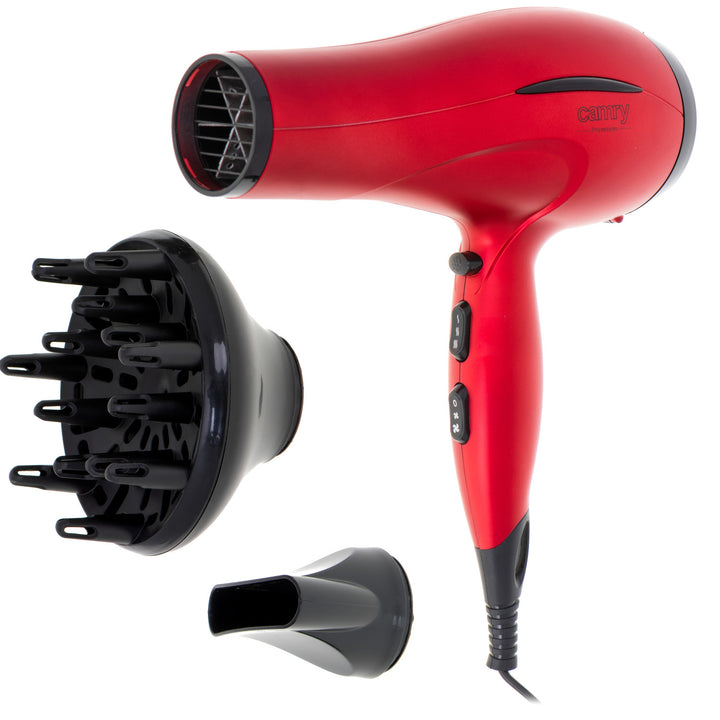 Sèche-cheveux Camry, 2 niveaux de puissance, 3 niveaux de température, 2400W, rouge, CR 2253