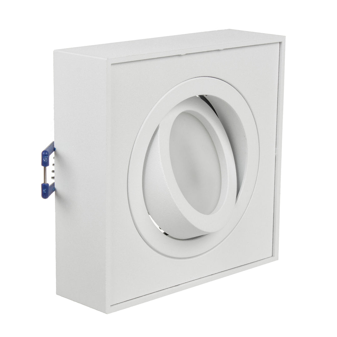 Maclean MCE464 W Plafonnier spot pour sources lumineuses MR16/GU10 blanc 94x94x32 mm carré alu