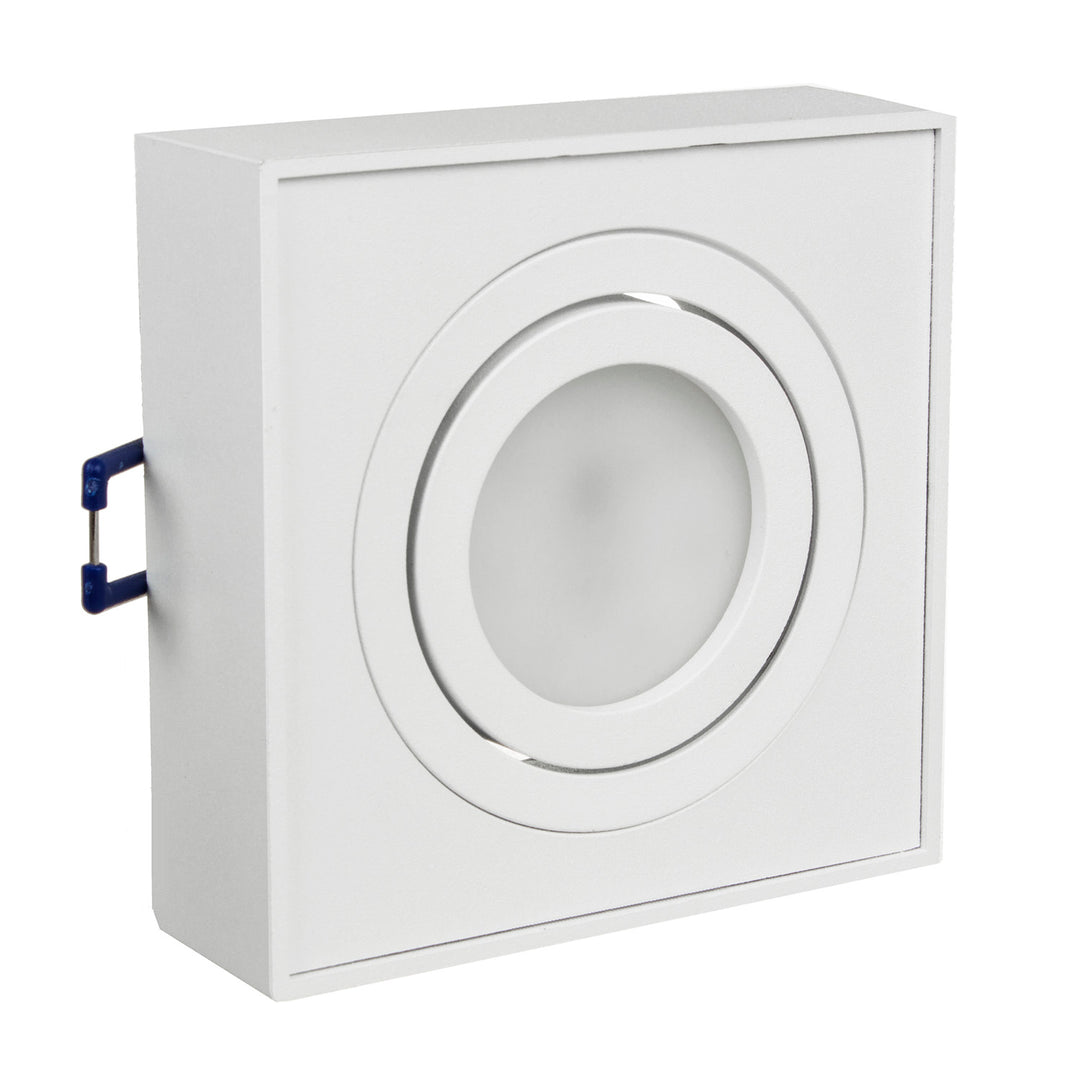 Maclean MCE464 W Plafonnier spot pour sources lumineuses MR16/GU10 blanc 94x94x32 mm carré alu