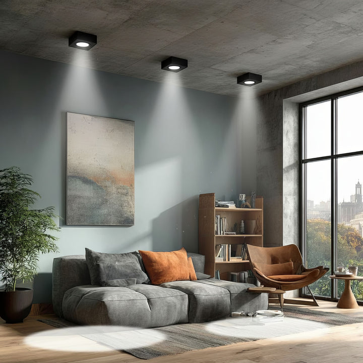 Maclean MCE464 B Spot plafondlamp voor MR16/GU10 lichtbronnen zwart 94x94x32 mm vierkant aluminium