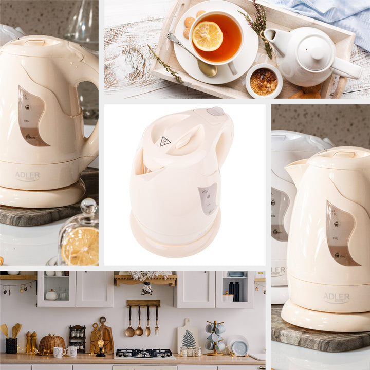 Bouilloire sans fil Adler, 850W, 1L, beige, AD 08 b