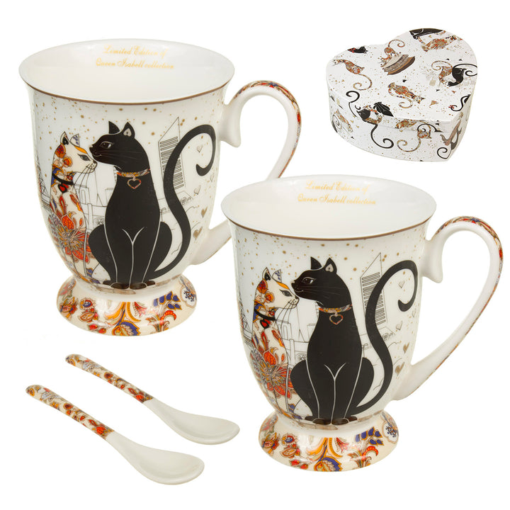 Set van 300 ml koffiekopje met lepel in decoratieve verpakking Queen Isabell