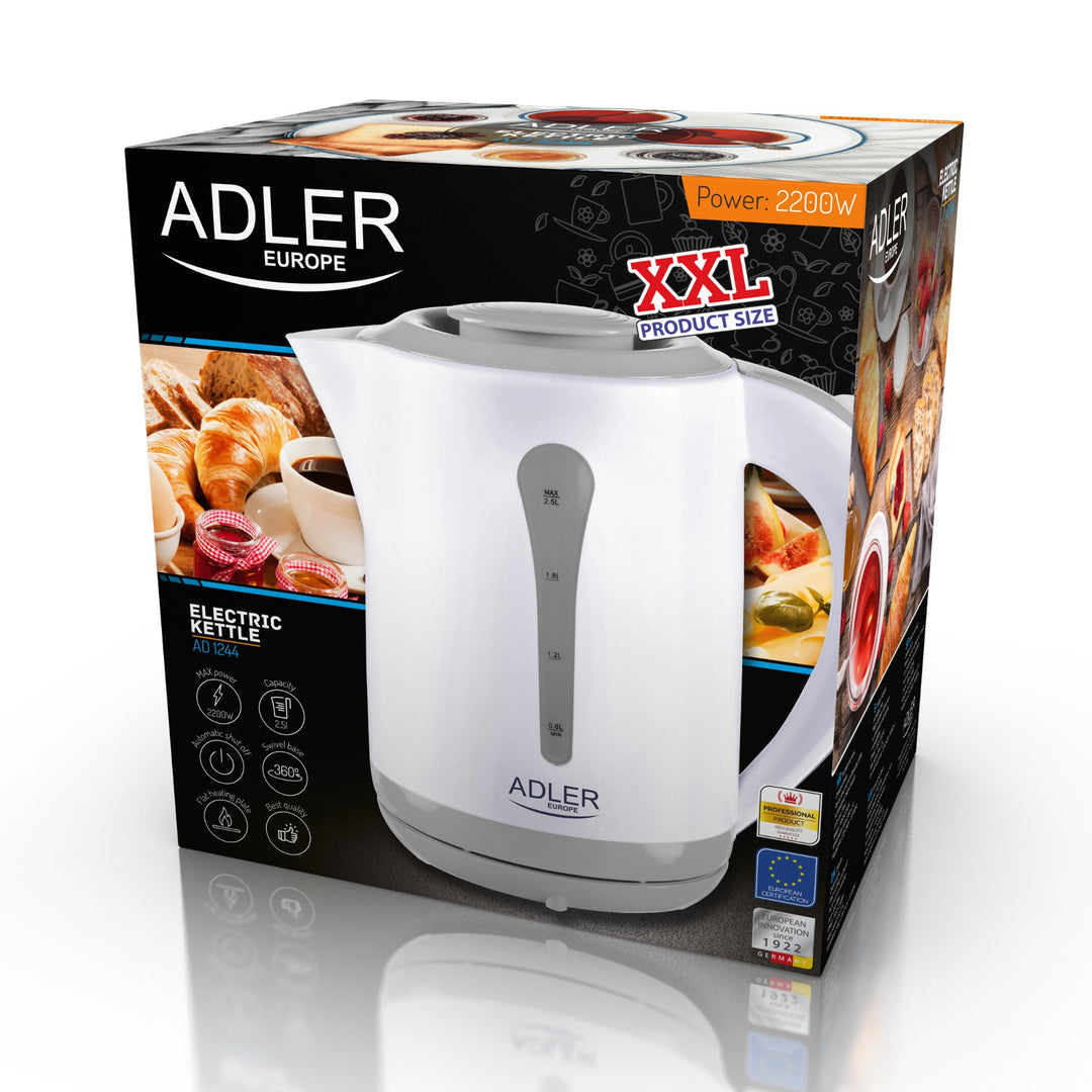 Grande bouilloire électrique XXL 2.5L Adler AD 1244 puissance 2200W