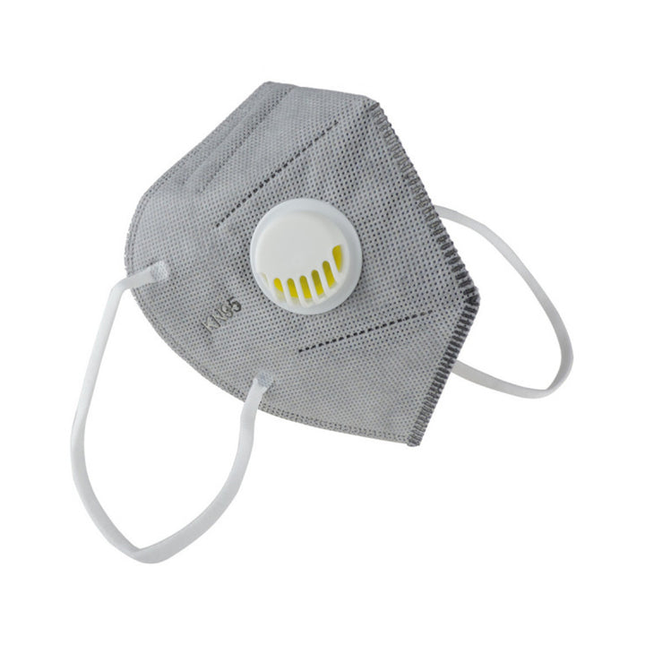 Masque filtrant KN95 gris avec valve - 5 couches de non-tissé polypropylène