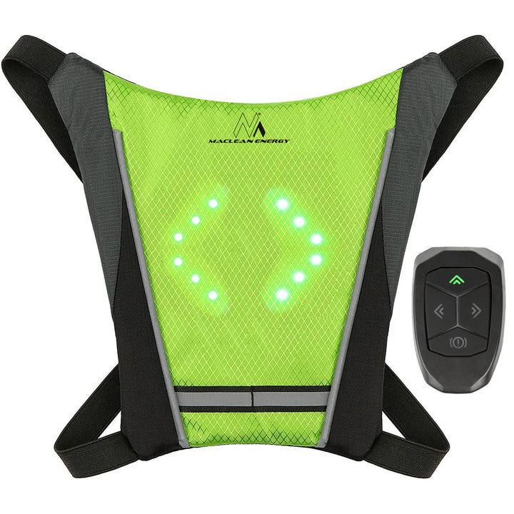 Gilet / sac à dos LED Maclean, avec télécommande, piles MCE420 Lithum 3.7V 500mAh, 2xCR2032, étanche : télécommande IPx5, gilet IPX2