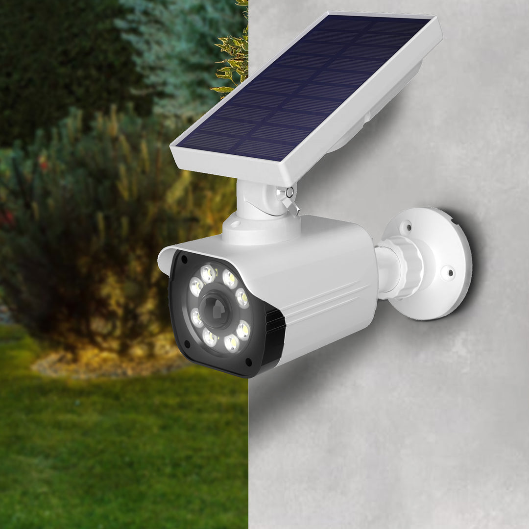 Dummycamera op zonne-energie, knipperende LED, bewegingsmelder, LED-verlichting, gratis sticker, SOL1800S