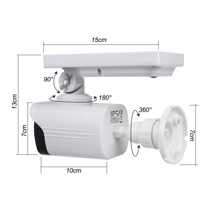 Dummycamera op zonne-energie, knipperende LED, bewegingsmelder, LED-verlichting, gratis sticker, SOL1800S