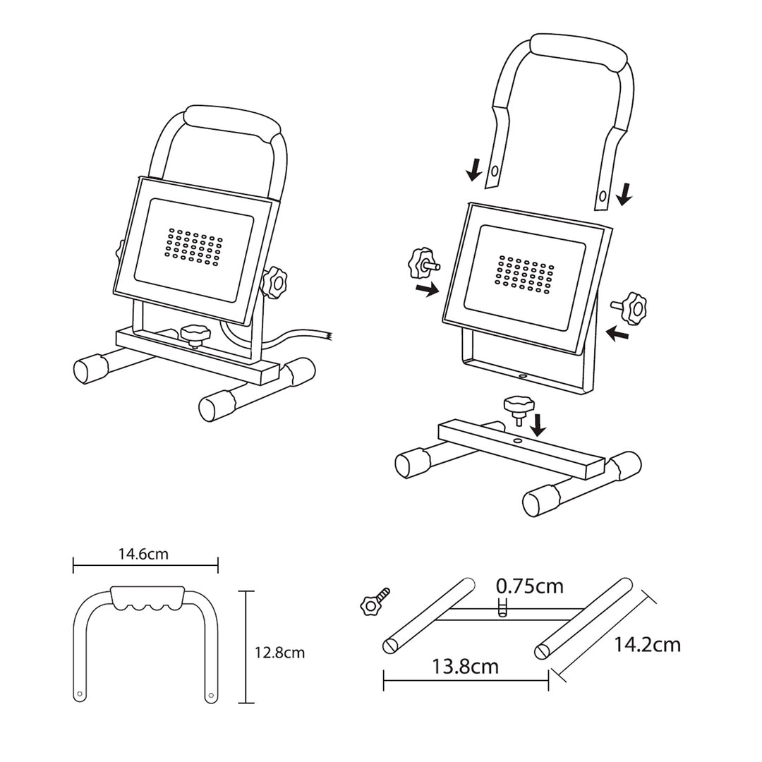 Maclean MCE632 Support de sol pour projecteur à LED Maclean Acier jaune Angle réglable MCE550/650 MCE652