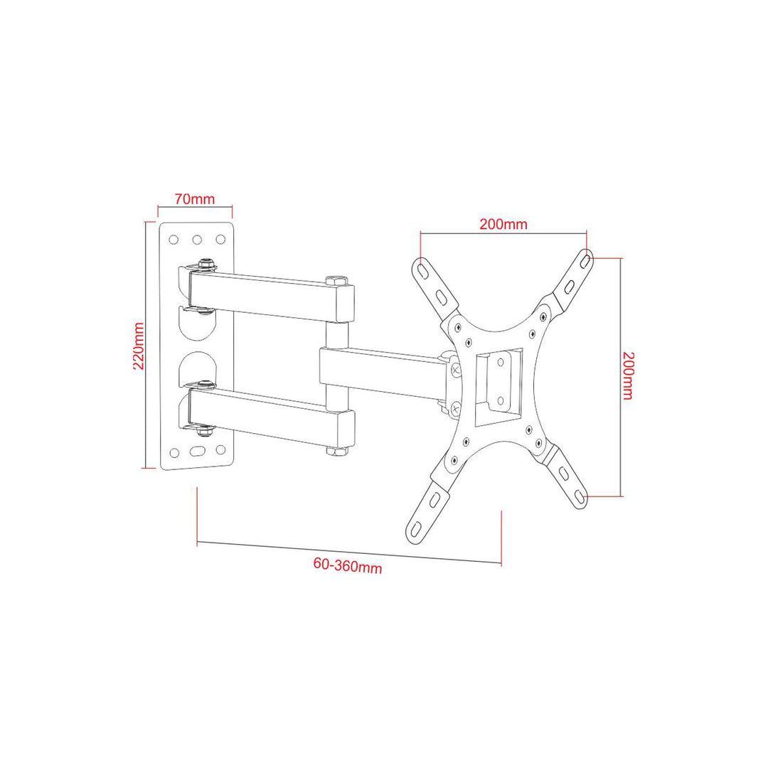 ART Support TV, 17-42'', 25kg, noir, VESA 200x200, AR-57A