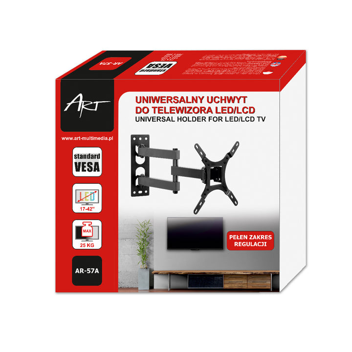 ART Support TV, 17-42'', 25kg, noir, VESA 200x200, AR-57A