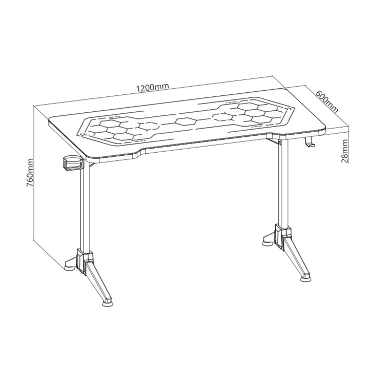 NanoRS RS163 Gaming bureau RGB Led zwart groot 100kg max hoogte 760 mm,