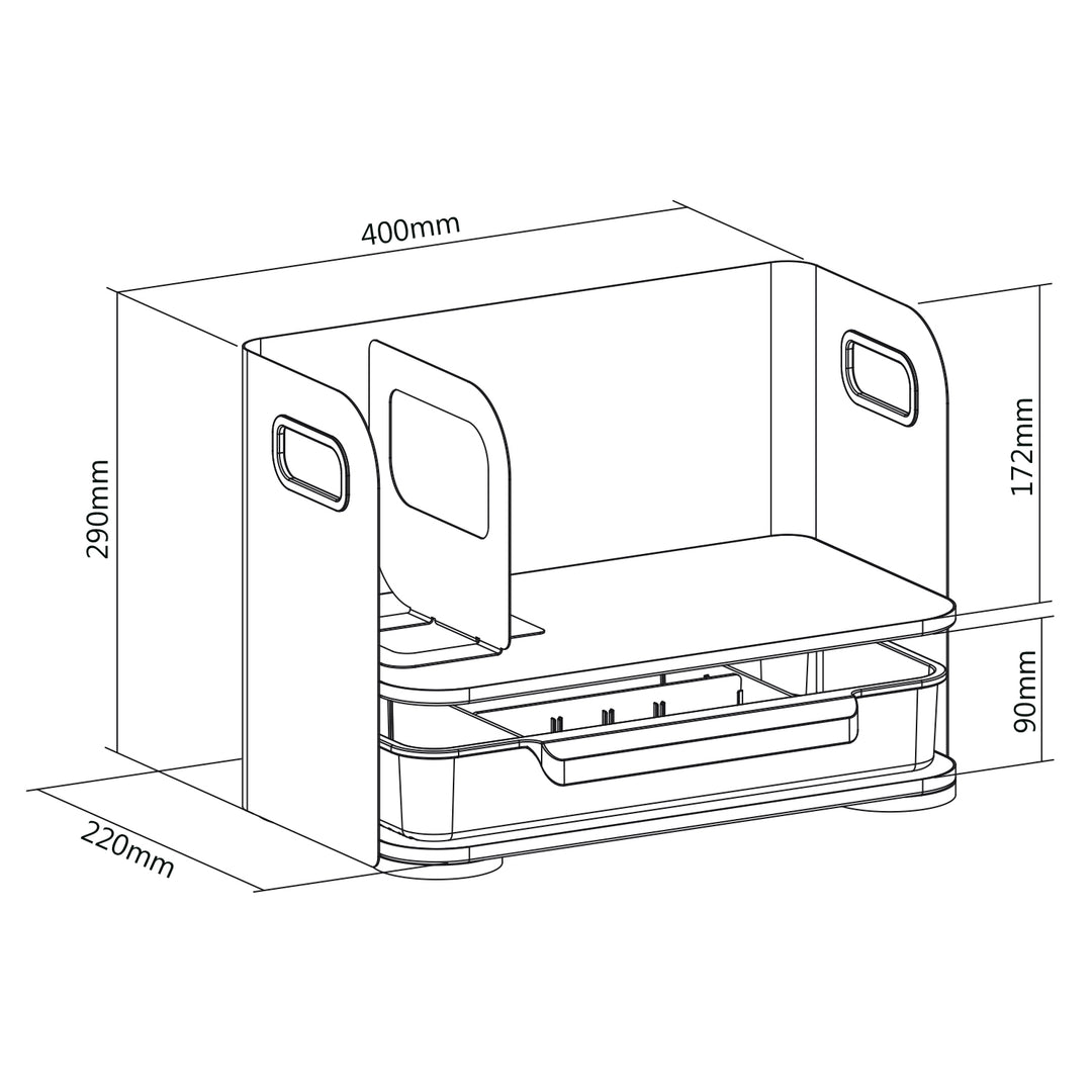 Ergo Office ER-440 Bureau-organizer met lade en plank tot 10kg ER-440