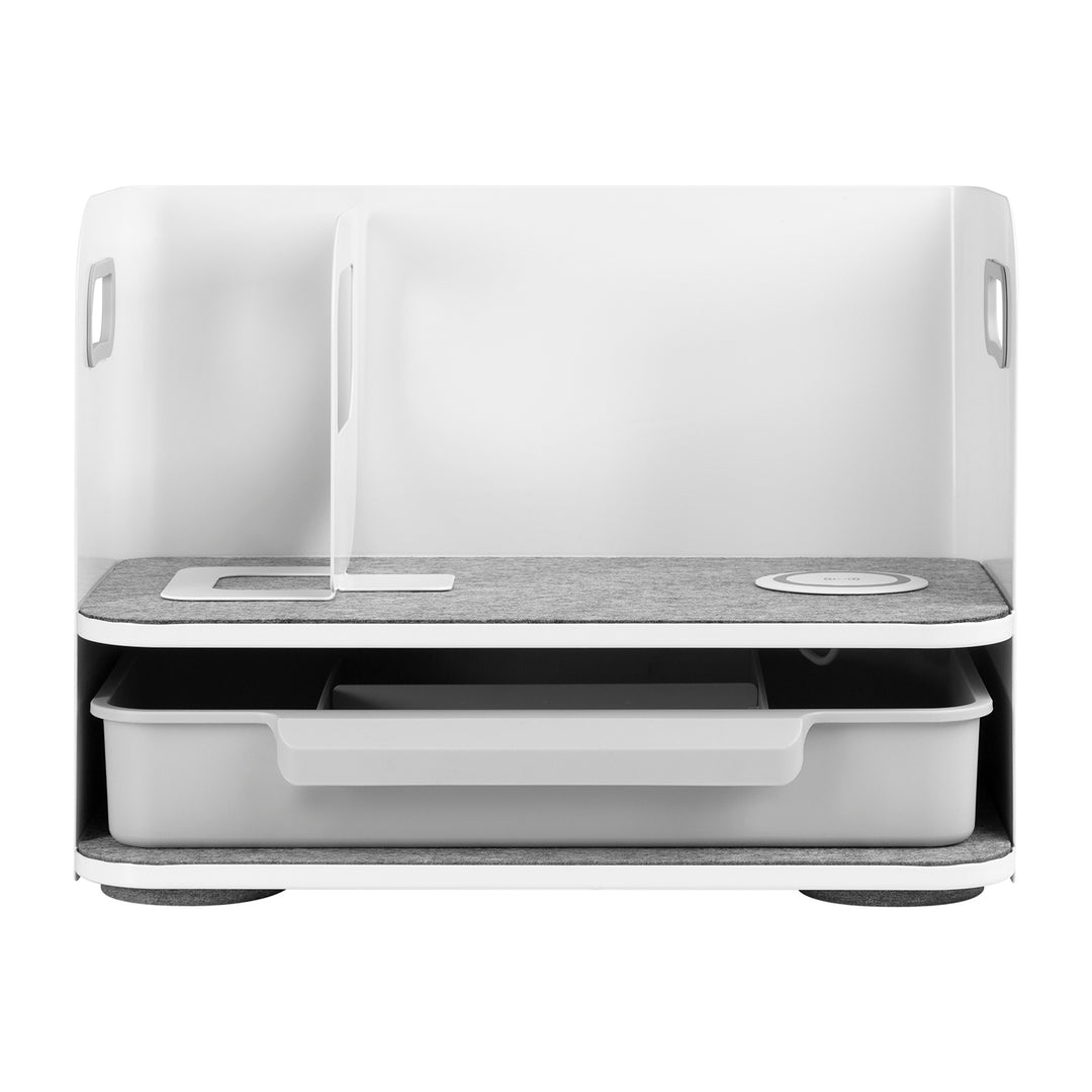 Organiseur de bureau avec tiroir et chargeur sans fil Ergo Office, blanc, max. 10kg, ER-441