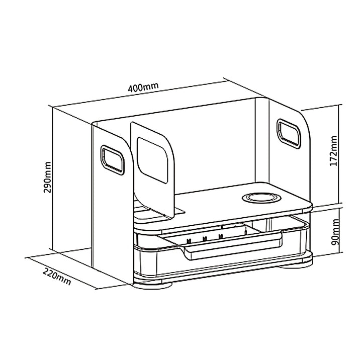 Ergo Bureau-organizer met lade en draadloze oplader, wit, max. 10 kg, ER-441