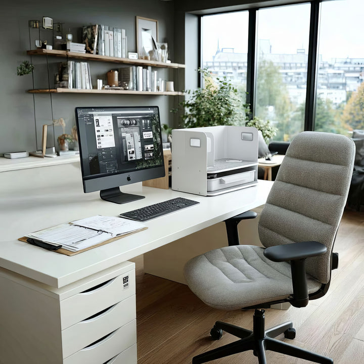 Organiseur de bureau avec tiroir et chargeur sans fil Ergo Office, blanc, max. 10kg, ER-441