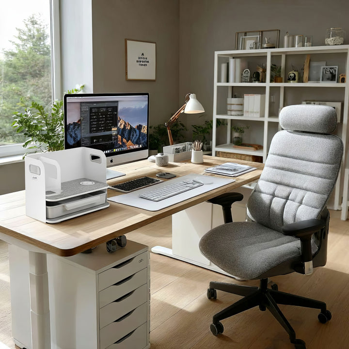 Organiseur de bureau avec tiroir et chargeur sans fil Ergo Office, blanc, max. 10kg, ER-441