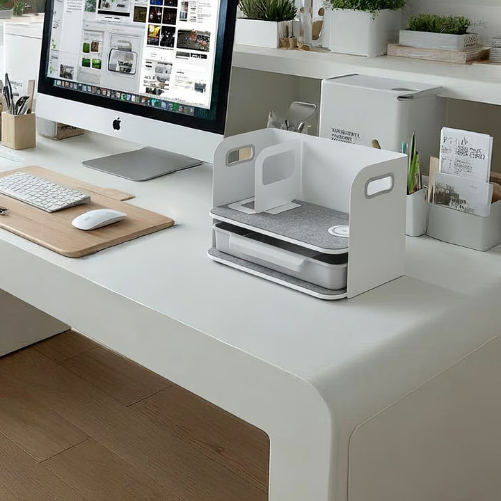 Organiseur de bureau avec tiroir et chargeur sans fil Ergo Office, blanc, max. 10kg, ER-441