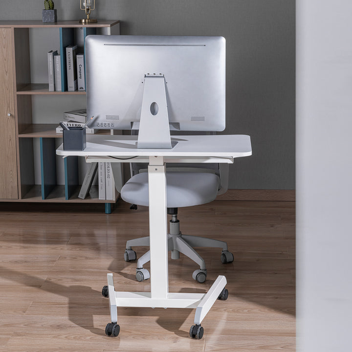 Poste de travail mobile avec réglage en hauteur et double plate-forme Ergo Office, pour le travail debout, blanc max. 8kg, hauteur max. 1200mm, ER-444 W