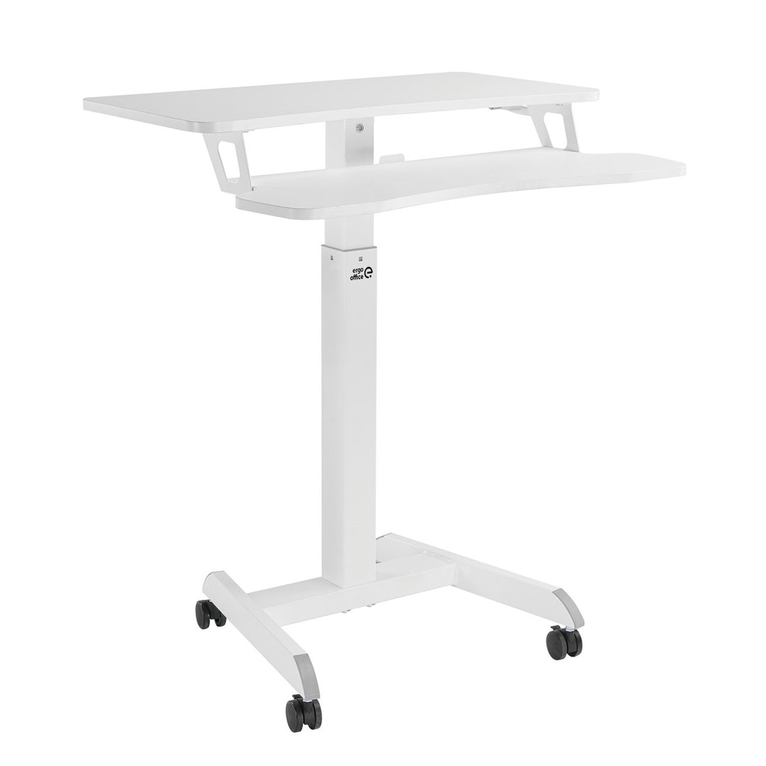 Poste de travail mobile avec réglage en hauteur et double plate-forme Ergo Office, pour le travail debout, blanc max. 8kg, hauteur max. 1200mm, ER-444 W