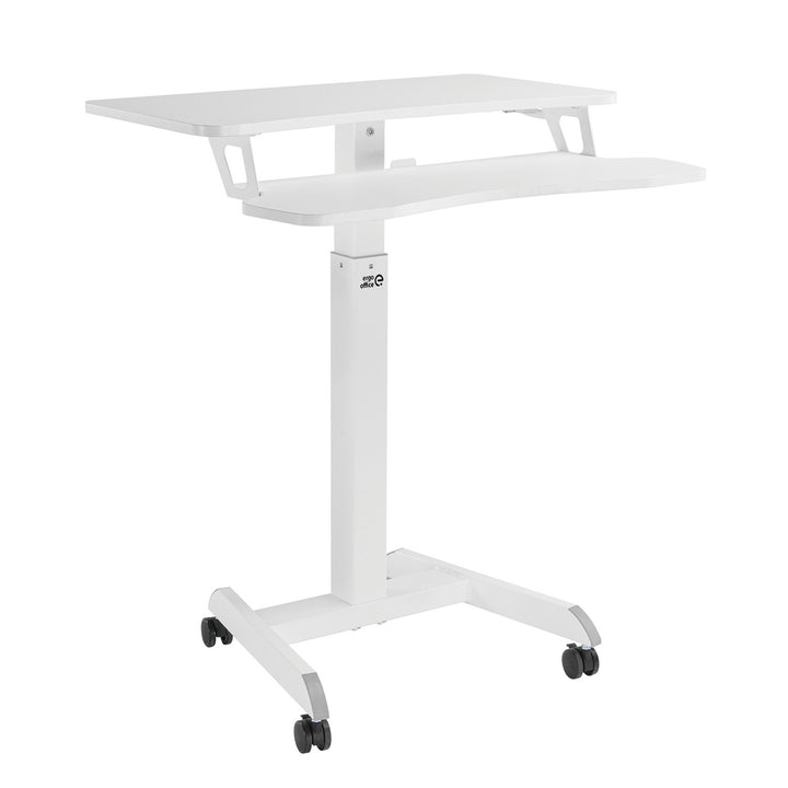 Poste de travail mobile avec réglage en hauteur et double plate-forme Ergo Office, pour le travail debout, blanc max. 8kg, hauteur max. 1200mm, ER-444 W