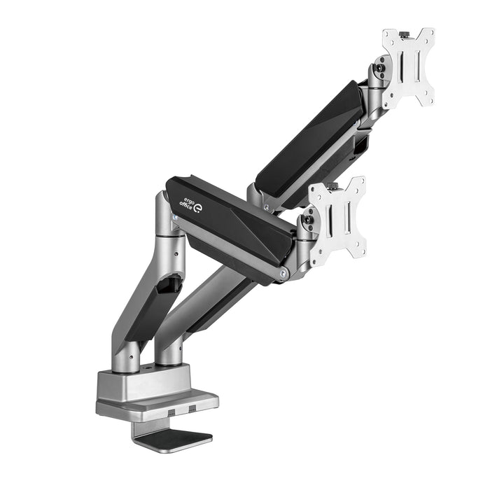 Support d'écran à 2 compartiments avec ressort à gaz Support de table 17-35" pouces pivotant inclinable rotatif réglable en hauteur double bras VESA 75x75 100x100 jusqu'à 2x15kg