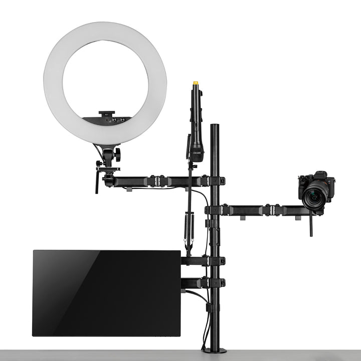 Studio tout-en-un Support de table professionnel pour écran 17-32", microphone, caméra et projecteur Support pour trépied de studioVESA 75x75 100x100