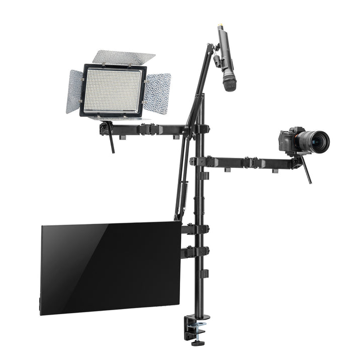 Alles-in-één studio Professionele tafelstandaard voor 17-32" monitor, microfoon, camera en projector Studio statief VESA 75x75 100x100